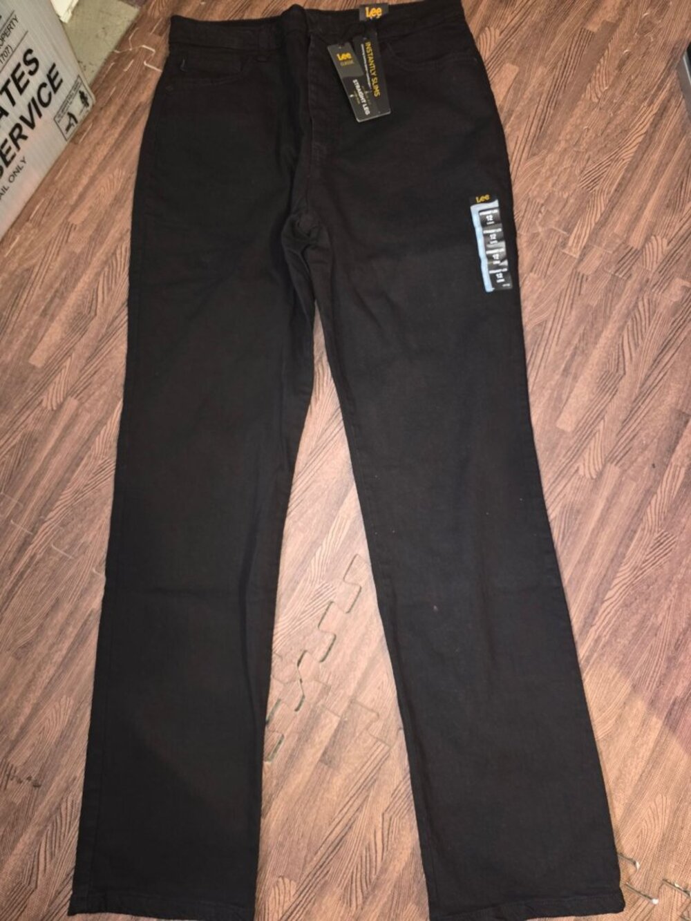 Lee Womens Relaxed Fit High Rise Straight Leg Pants Black Size 12 Long